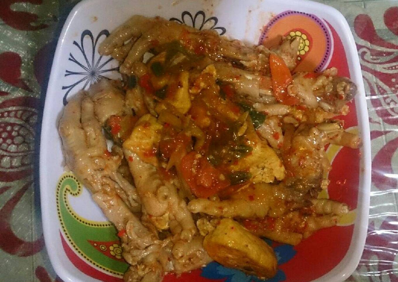 Ceker Tahu Masak Balado Pedas