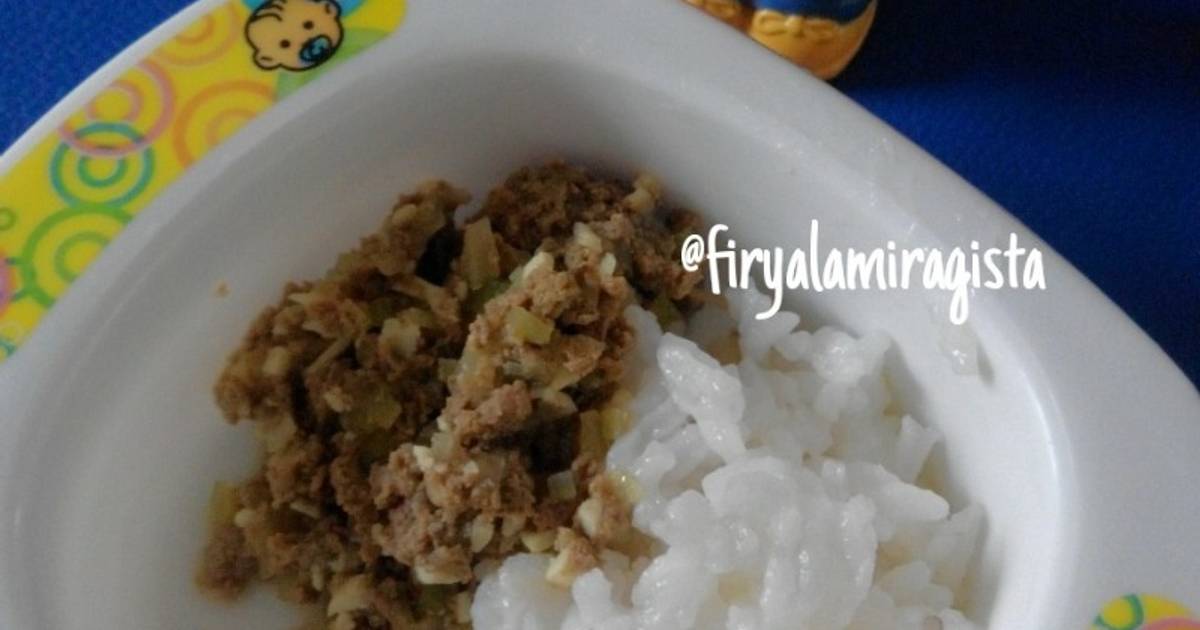 Resep Nasi tim hati sapi (mpasi 11mos)menu 4* oleh Firyal Amira Gista