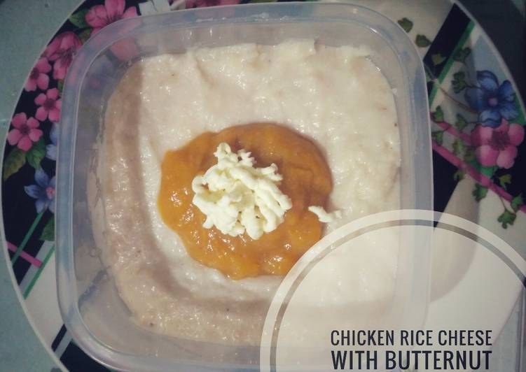 Mpasi CHICKEN RICE CHEESE WITH BUTTERNUT PUMPKIN & RED BEAN 7month