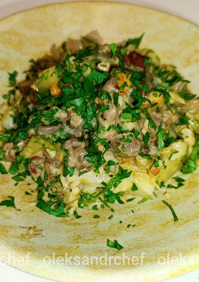 Рагу з телятиною 🥩 та курячими серцями