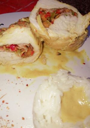 Una foto de Suprema de pollo a la mostaza y miel