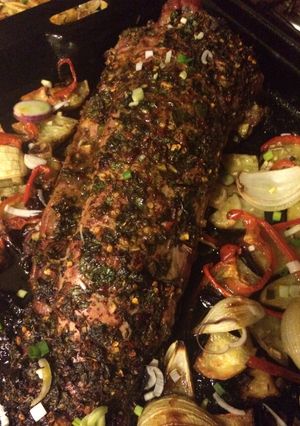 Una foto de Lomo al horno con verduras de estación 