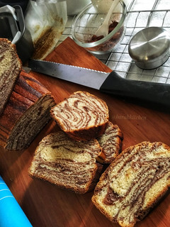 A picture of Whole-wheat Marble Milk Bread(Tangzhong method).