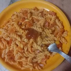 A picture of Red sauce pasta.