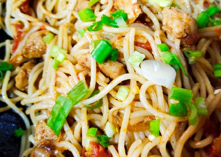 Spicy chicken spaghetti Spicy chicken spaghetti