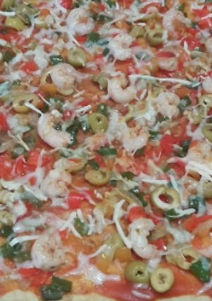 Foto principal de Pizza de gambas y verduras /comida de Marruecos
