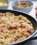 Arroz con codillo asado, chalotas y mostaza