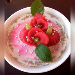 A picture of Rosy semolina pudding..valentine special..