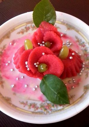 A picture of Rosy semolina pudding..valentine special..