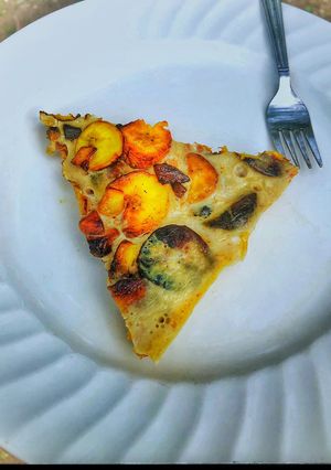 A picture of Steamed egg and plantain frittata.