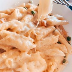 A picture of Pasta with sour cream & beans.
