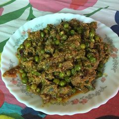 A picture of Mushroom keema with matar #valentinespecial#mealfortwo.