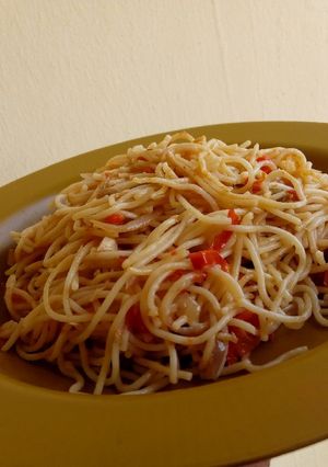 A picture of Jollof Spaghetti.