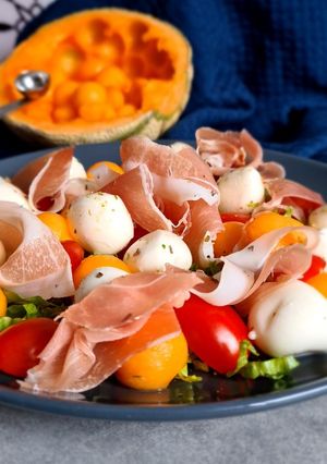 Une photo de Salade Billes de Melon Serano