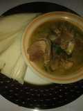 Agidi with goatmeat peppersoup