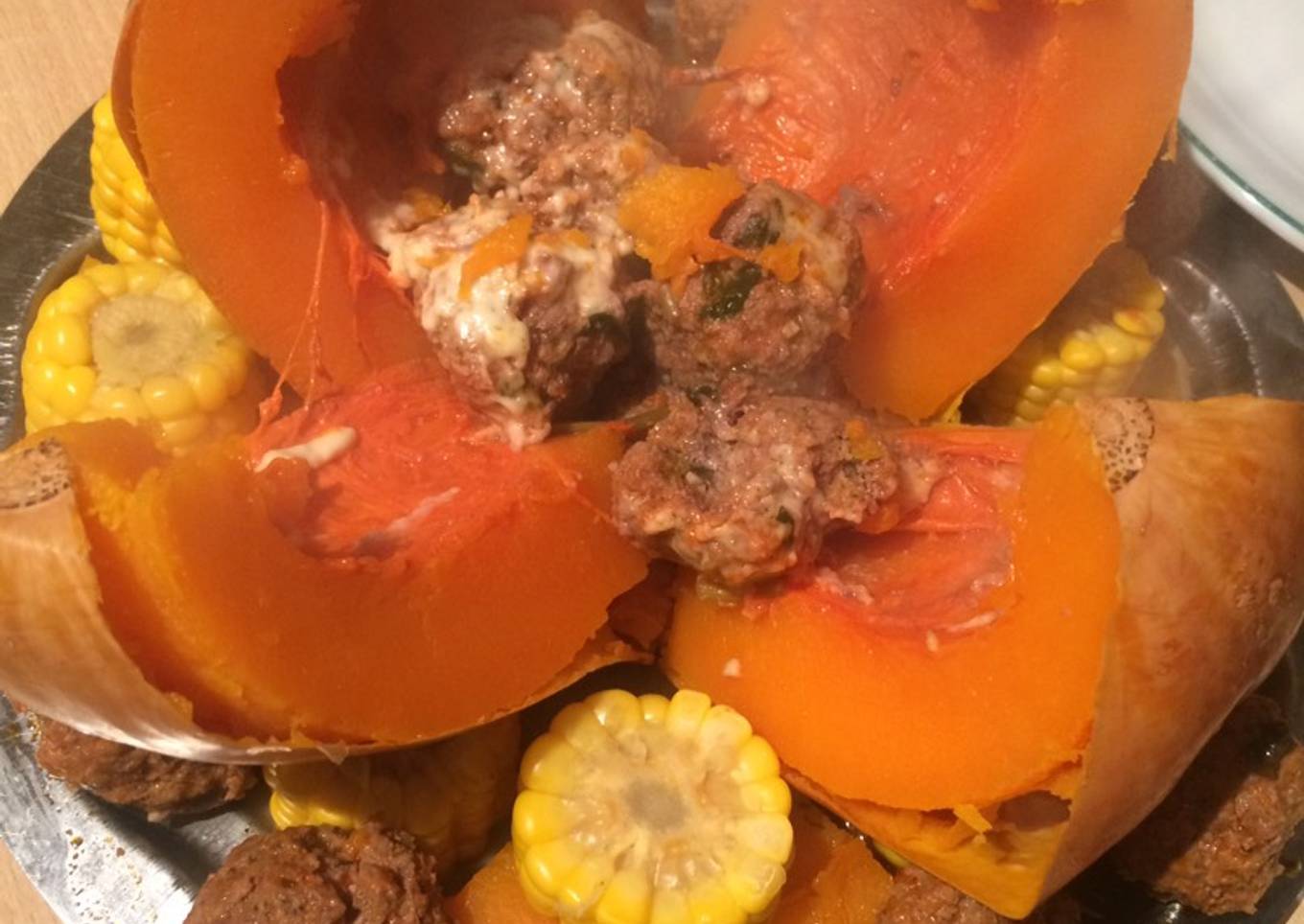 Flor de calabaza y albóndigas