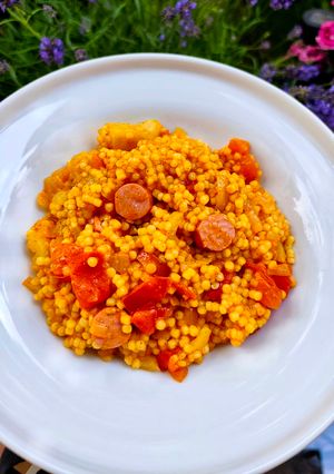 Lecsós tarhonya 🍅🌶️🫑🧅 recept fotója