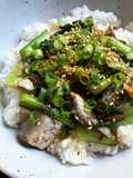 Garlic Sardine & Choy Sum Rice Bowl