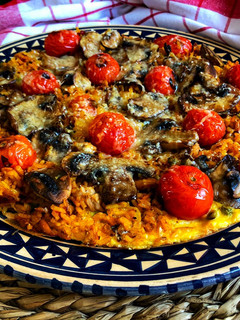 Una foto de Frittata de arroz con atún y champiñones