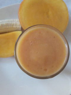 A picture of Mango, banana and watermelon smoothie.
