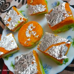 A picture of Tricolor Coconut Burfi.
