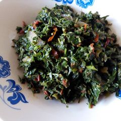 A picture of Fried Kunde (cowpeas leaves).