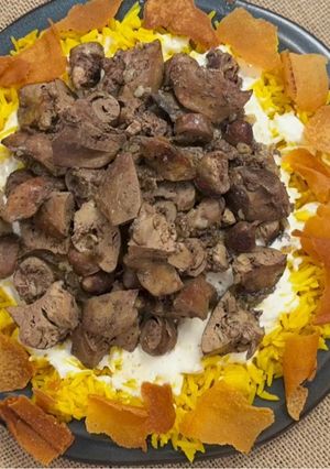 A picture of Fatteh with Chicken Livers 🐥 🍚 👌.