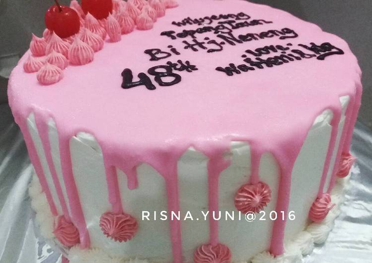 Resep Birthday Cake Pinky Ganache, Lezat