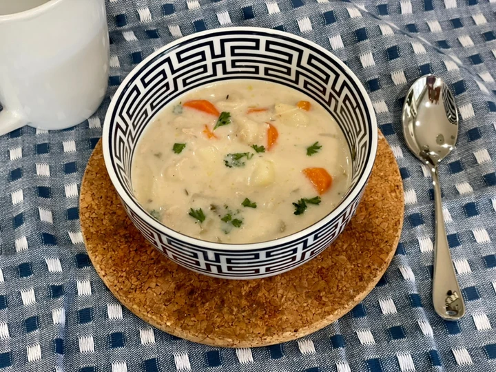 Easy Way Make Recipe Knoephla Soup (Creamy chicken soup with potatoes and dumplings) that is So Delicious, So Delicious}