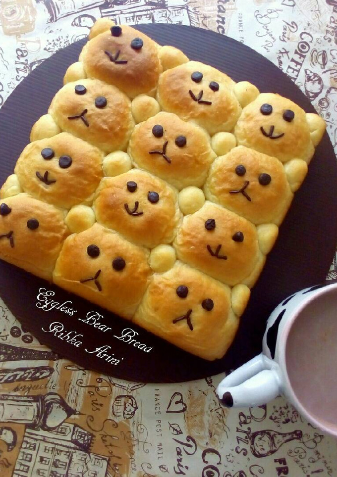 Foto resep Eggless Bear Bread (Roti beruang tanpa telur) lembut banget