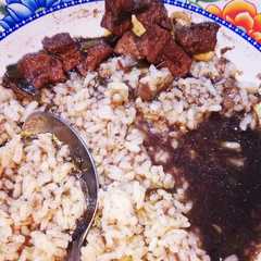 A picture of Rawon Daging + Tahu + Manisa (Labu Siam).