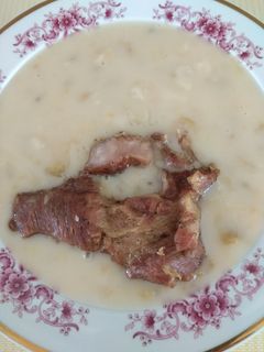 Egres (pöszméte) szósz, lerben sült, natúr csontos karajszelettel recept fotója
