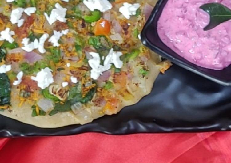 Steps to Prepare Super Quick Homemade Uttapam with beetroot Dip