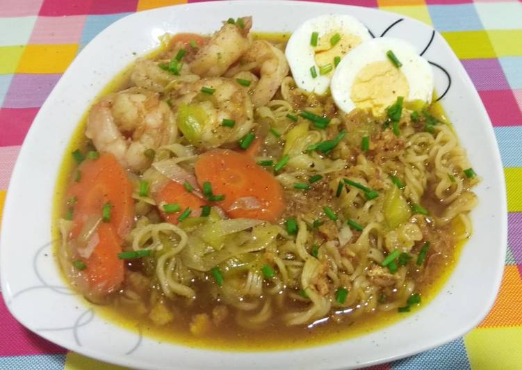 Fideos chinos con gambas