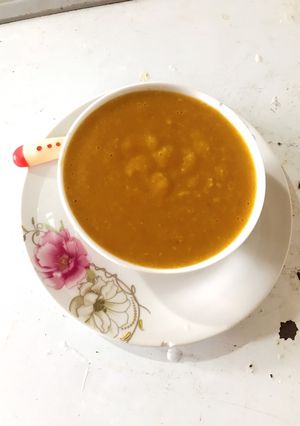 Hình của món Ăn dặm bé 8m: cháo hàu hạt sen bí đỏ nấm mỡ.