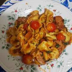 Italian sausage farfalle A picture of Italian sausage farfalle.