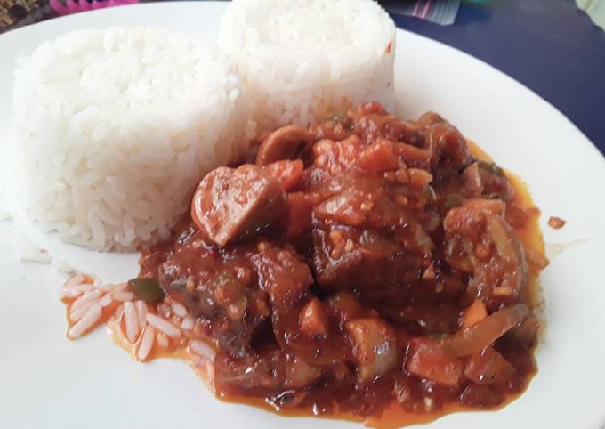 Beef and Mushrooms Stew paired with Plain Coconut Riceq