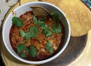 Una foto de Queso fundido con chorizo