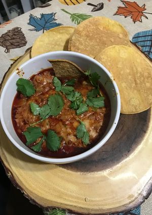 Una foto de Queso fundido con chorizo