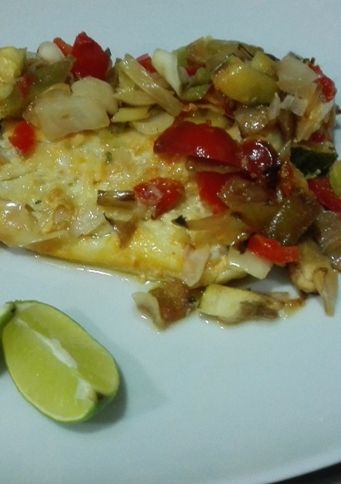 Una foto de Bacalao con verduras