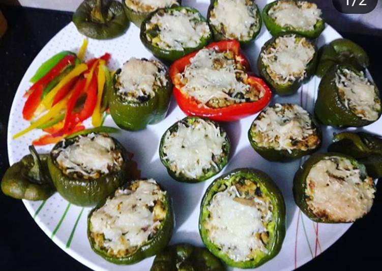 Steps to Make Perfect Cheese stuffed capsicum