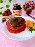 Red Velvet Pancakes with Nutella