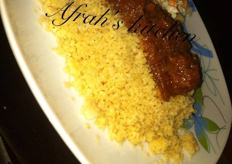 Steamed cous cous with stew