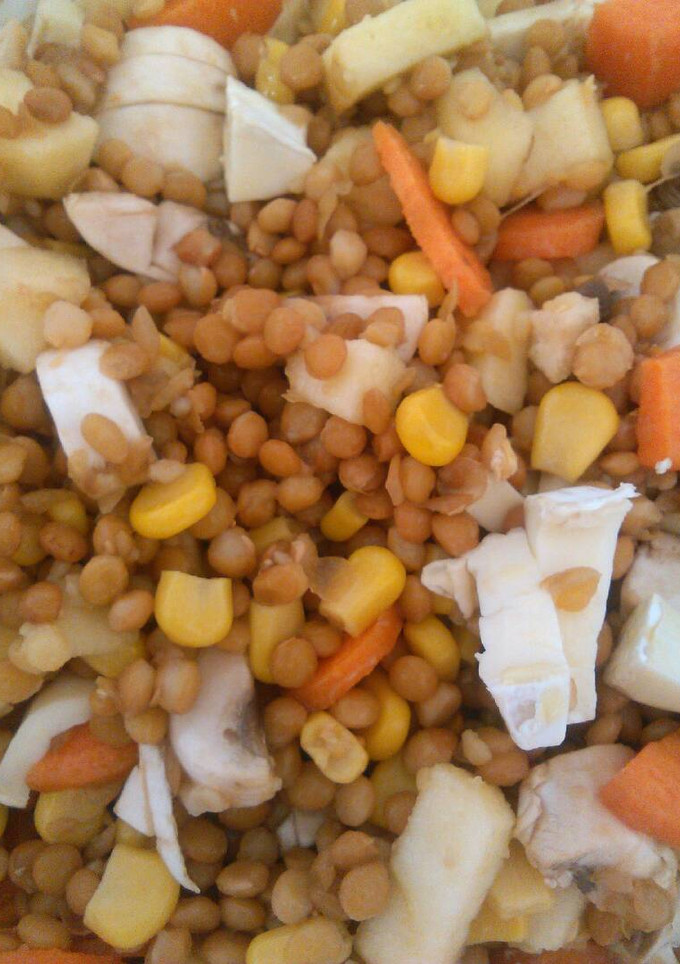 Una foto de Ensalada de lentejas con manzana