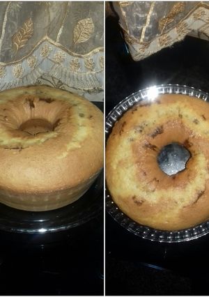 صورة لوصفة كيك نصفه ابيض ونصفه كاكاو