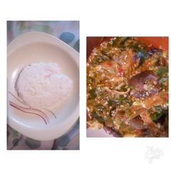 A picture of Emergency Okro soup with semo with 1k.