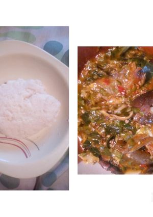 A picture of Emergency Okro soup with semo with 1k.
