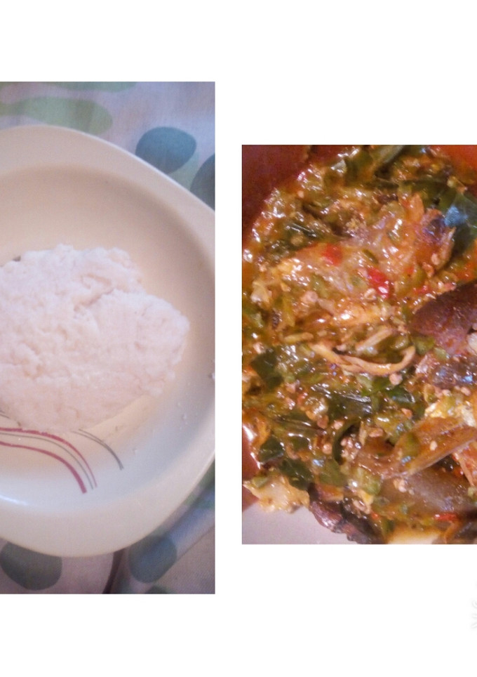 A picture of Emergency Okro soup with semo with 1k.