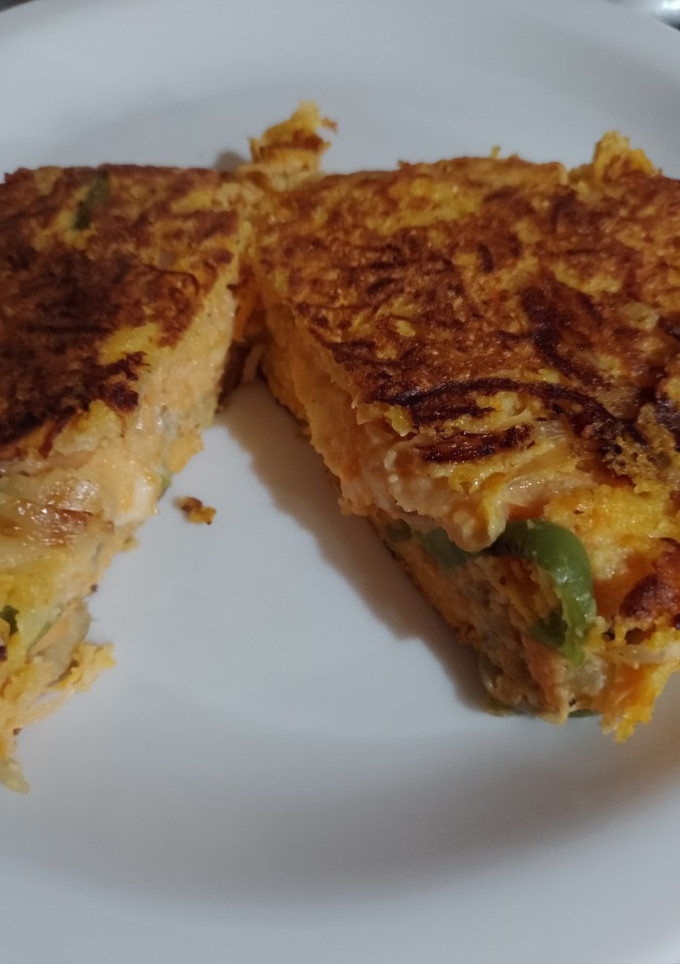 Una foto de Pan de verduras relleno en sartén sin tacc