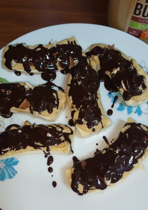 O poză a rețetei Banana bars pentru o gustare dulce atunci când faci sala.